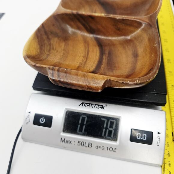 Waikiki Woods 2 Section Tray Monkey Pod Wood Made In Hawaii Vintage Retro Rare! - Picture 8 of 8